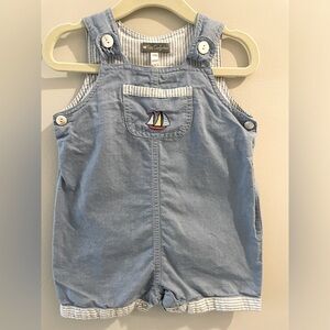 Blue Sailboat Embroidered Jon Jon